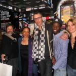 The WesFest committee and scholarship recipient Joshua Tyson share in a photo op backstage with Pino Palladino